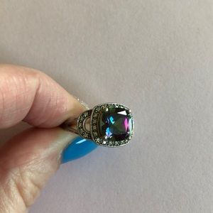 Halo Fire topaz and diamond size 7 ring